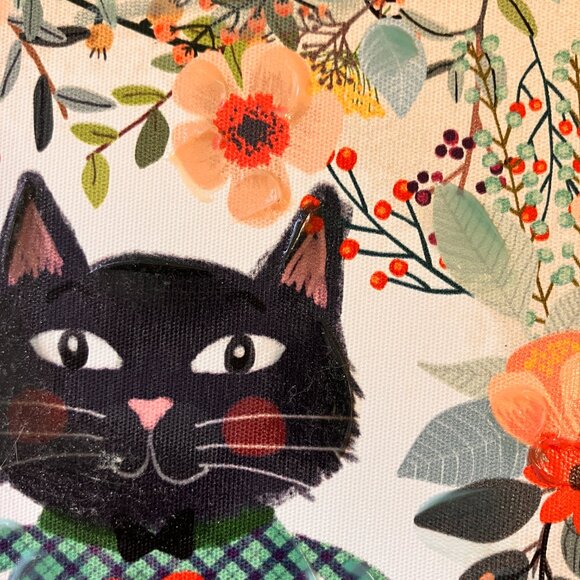 Vintage Mia Charro Cat And Heart Print- Waxed Print on Wood Block Frame - Picture 7 of 8